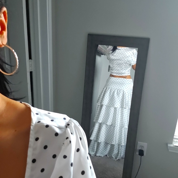 Black Polka Dot top & skirt set - Picture 3 of 12